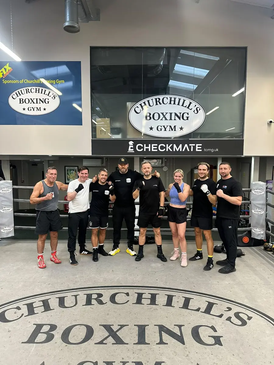 The fighters and WBC Cares UK coaches at Churchill’s Boxing Gym