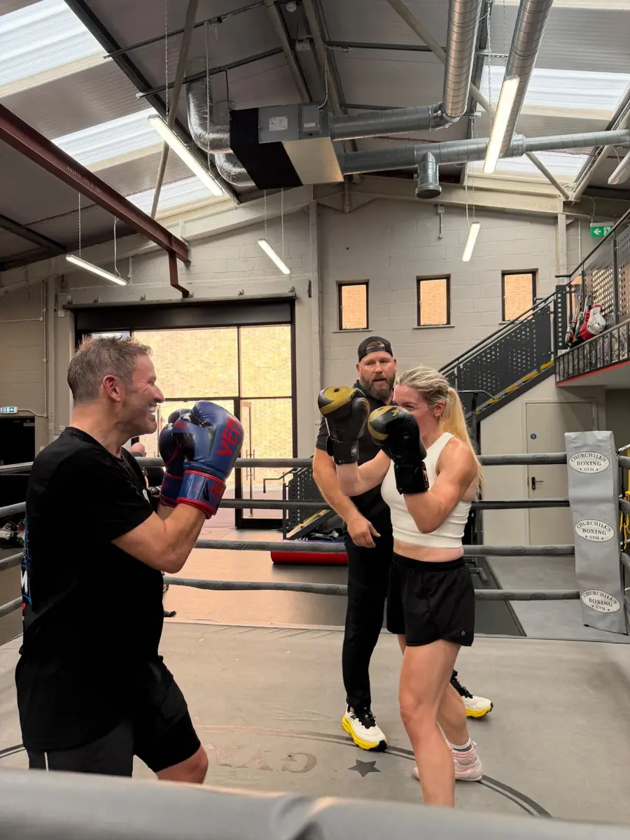 First sparring in the ring with a coach watching on